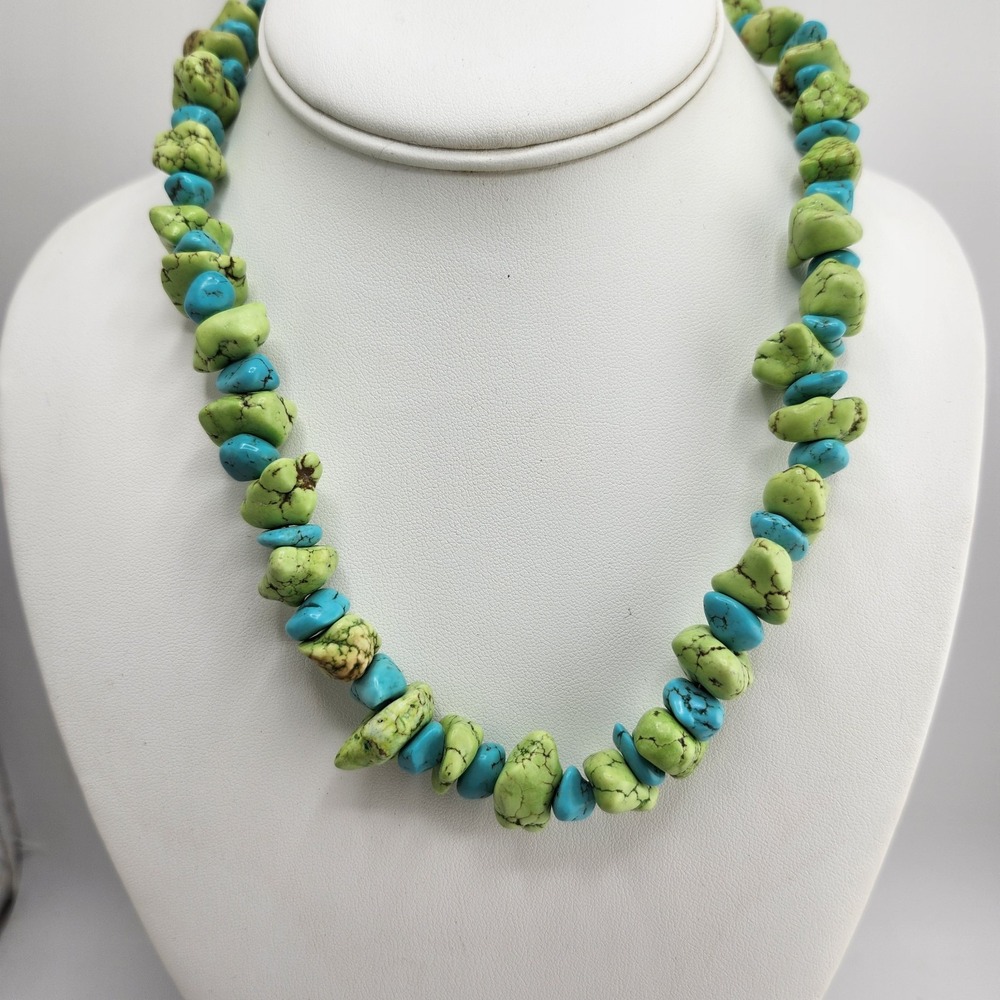 Green And Faux‎ Turquoise Stone Statement Necklace